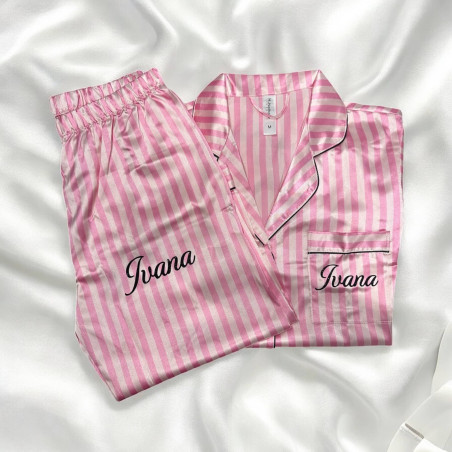 Pyjama Rose à rayure personnalisé