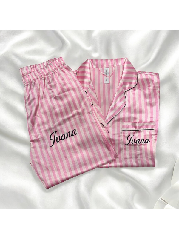 Pyjama Rose à rayure personnalisé