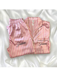 Pyjama Rose à rayures personnalisé